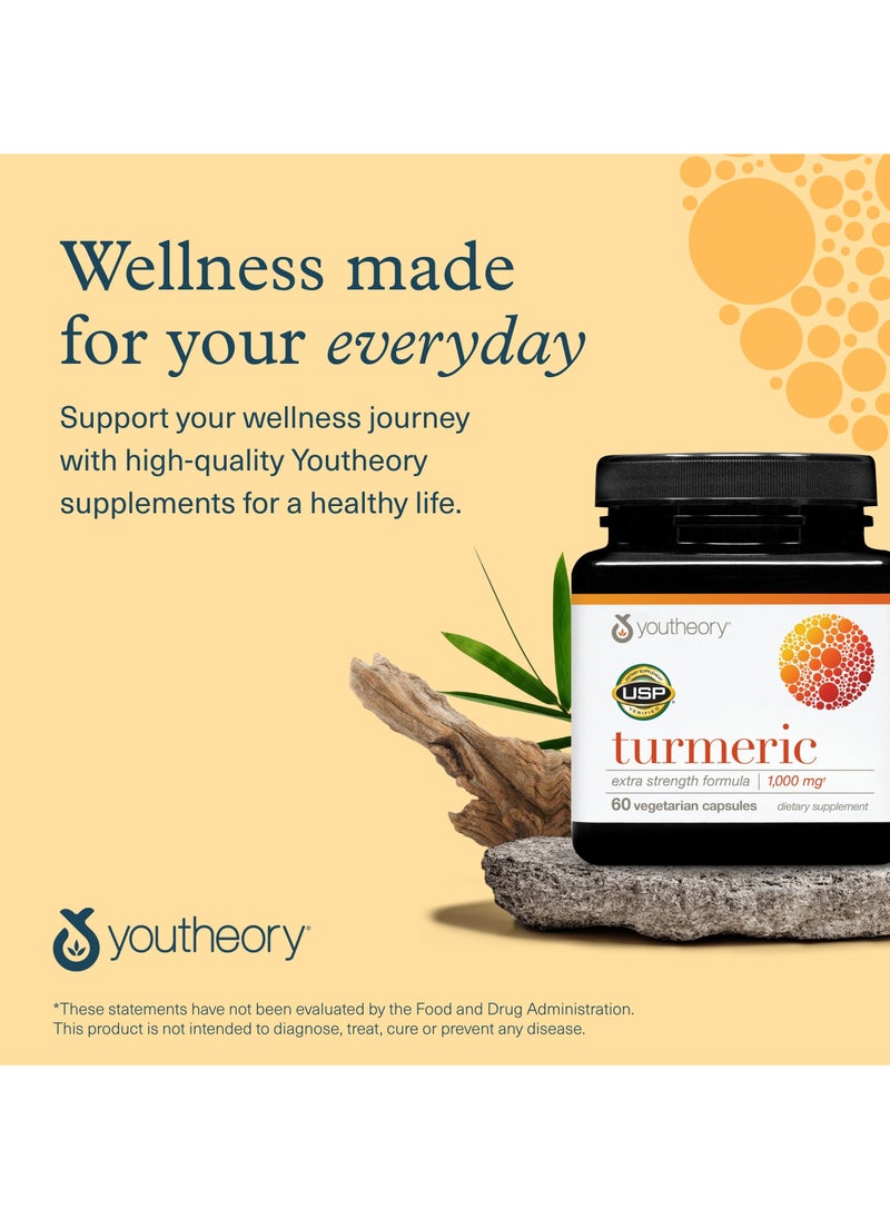 youtheory - Turmeric Extra Strength Formula 1000 Mg 60 Vegetarian Capsules - Image 1