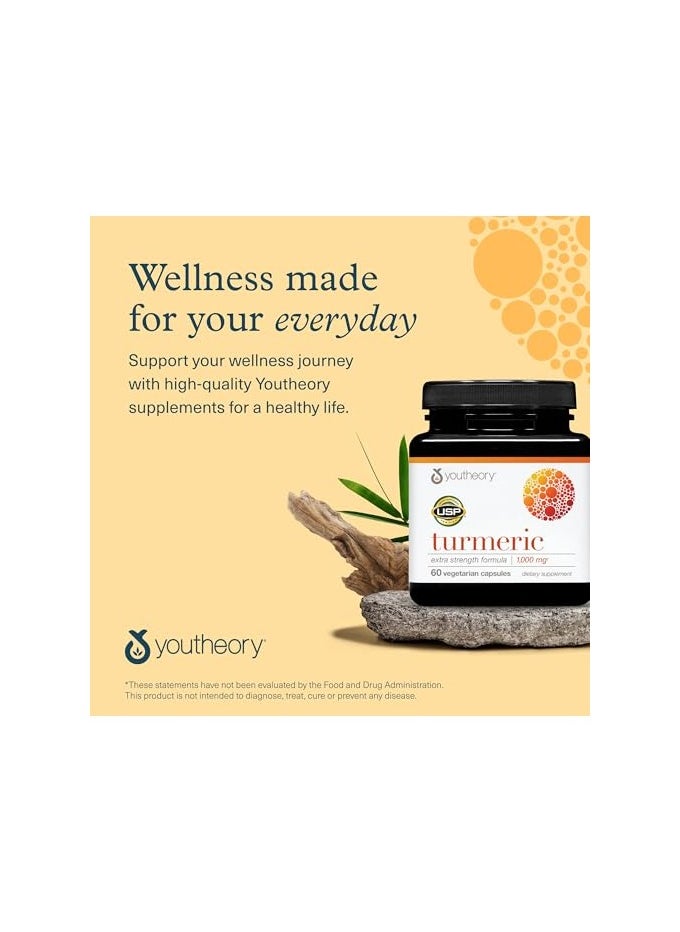 youtheory - Turmeric Extra Strength Formula 1000 Mg 60 Vegetarian Capsules - Image 1