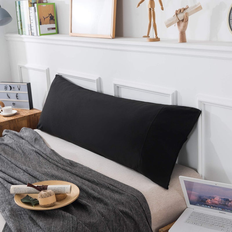KAIANG KAIANG Jersey Knit Pillowcase. All Season  Soft  Cozy Cases. T-Shirt Jersey Cotton of one Pillow Case Heather Cotton Jersey Case (Black  Body Size)  - Image 1