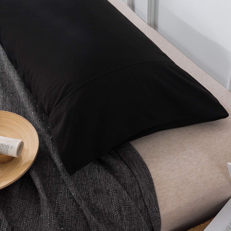 KAIANG KAIANG Jersey Knit Pillowcase. All Season  Soft  Cozy Cases. T-Shirt Jersey Cotton of one Pillow Case Heather Cotton Jersey Case (Black  Body Size)  - Image 3