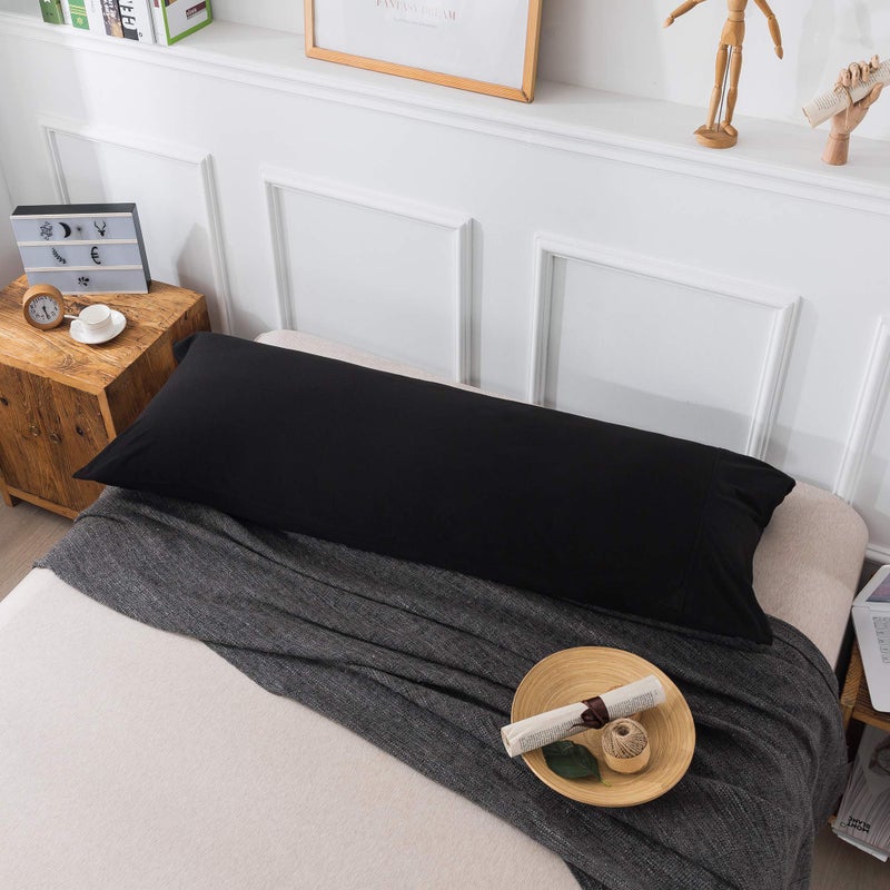 KAIANG KAIANG Jersey Knit Pillowcase. All Season  Soft  Cozy Cases. T-Shirt Jersey Cotton of one Pillow Case Heather Cotton Jersey Case (Black  Body Size)  - Image 2