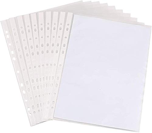 WHNOATOC 50 Pack 300 Micron Sheet Protectors, Plastic Clear Folder Leafs Document Sleeves,Reinforced 11-Hole,Heavyweight Non-Glare, Acid-Free, Archival Safe for Documents and Photos (A-4 Size) - Image 2