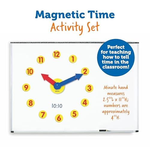 Learning Resources Magnetic Time Activity Set, Homeschool, Time Telling, Basic Math Skills, Giant Demo Clock, Whiteboard Accessories, Grades K+, Ages 5+ - Image 5