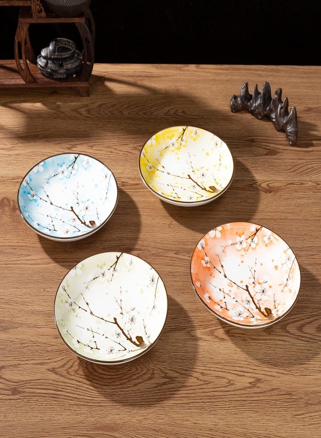TJ Global Set of 4 Japanese Pottery Ceramic 7 Inch Plates for Any Meal and Any Dish, Japanese Dinnerware and Tableware Comes in Assorted Colors with Cherry Blossom Design - Image 4