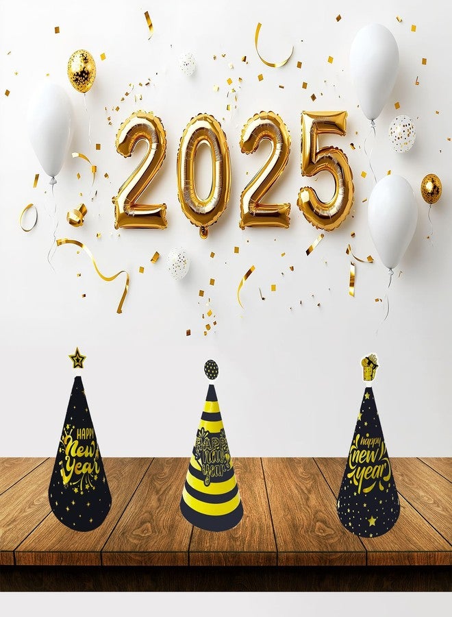 Qpout New Years Eve Party Supplies 2026, Pack of 18 New Years Eve Party Hats, Black and Gold Happy New Year 2026 Party Hats Decorations Photo Props - Image 5