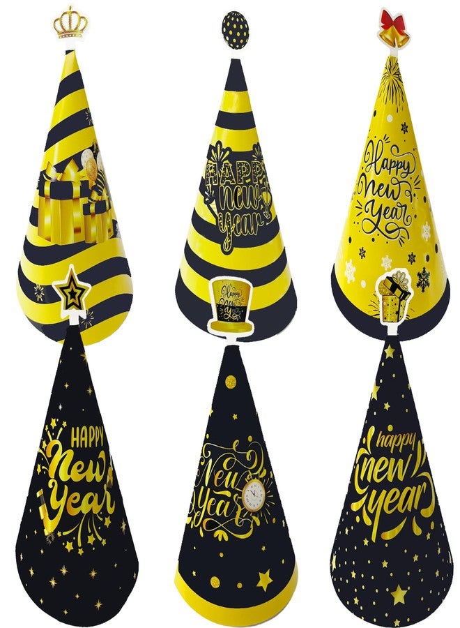 Qpout New Years Eve Party Supplies 2026, Pack of 18 New Years Eve Party Hats, Black and Gold Happy New Year 2026 Party Hats Decorations Photo Props - Image 1