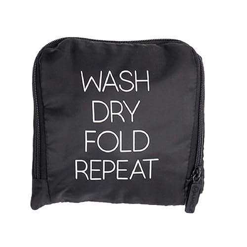 Miamica Travel Laundry Bag - Wash, Dry, Fold Repeat, Black - Image 1