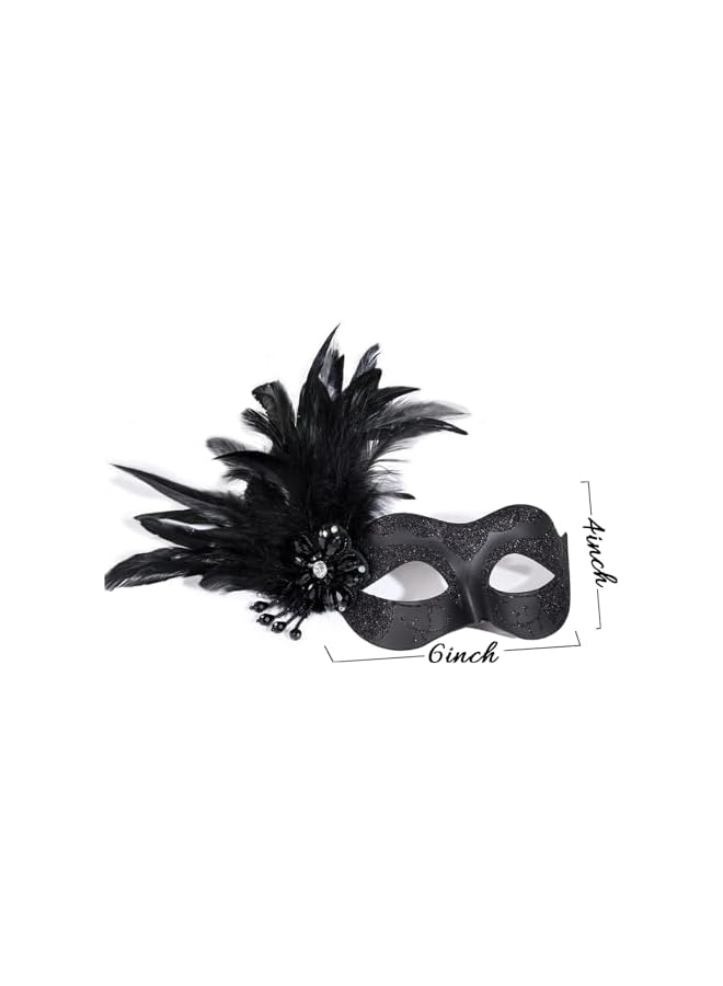 The Bros 2025 New Masquerade Mask for Women with Feathers, Womens Venetian Feathers Mask for Masquerade Party, Mardi Gras, Dance Party Christmas Supplies  - Image 5