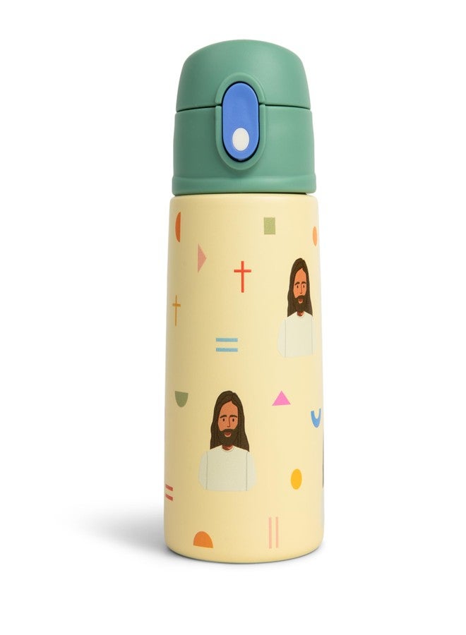 Be A Heart Jesus Water Bottle for Kids Stainless Steel 13.5 oz Yellow - Image 1