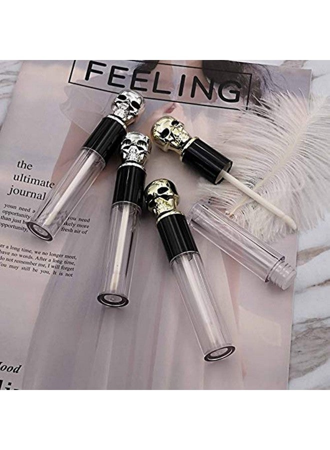 Healthcom 6 Packs 10Ml Empty Lip Gloss Tubes Vials Gold/Silver Skull Cap Lip Glaze Tube Cosmetic Lip Balm Bottles Container Diy Lipstick Tube Refillable Lipgloss Samples Jar Makeup Tool For Women Girl - Image 1