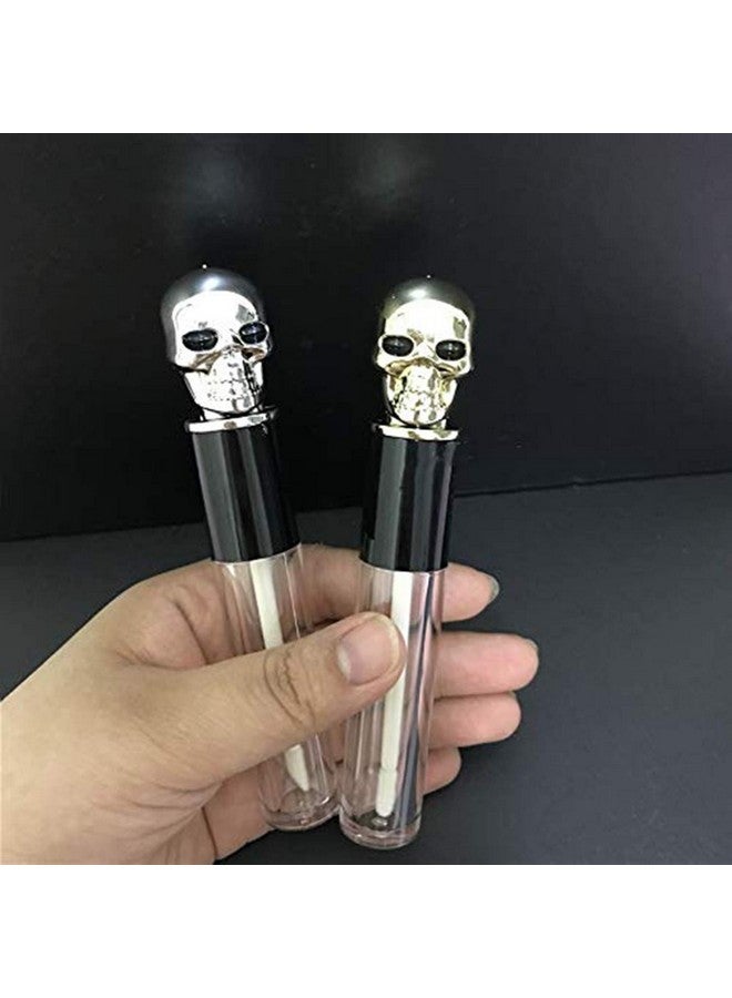 Healthcom 6 Packs 10Ml Empty Lip Gloss Tubes Vials Gold/Silver Skull Cap Lip Glaze Tube Cosmetic Lip Balm Bottles Container Diy Lipstick Tube Refillable Lipgloss Samples Jar Makeup Tool For Women Girl - Image 3
