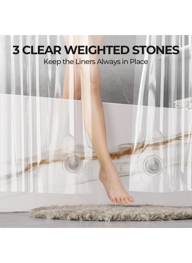 AmazerBath Shower Curtain Liner 2 Pack, 72 x 84 Inches PEVA Plastic Shower Liner with 3 Weighted Stones and 12 Rustproof Metal Grommet, Lightweight Waterproof Shower Curtain - Clear - Image 2