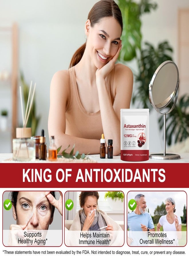 Arkture Astaxanthin 12mg, 120 Softgels - 4 Month Supply, Astaxanthin Supplements, Antioxidant Supplement Support Eye, Joint, Skin Health, Non-GMO & Gluten Free - Image 3