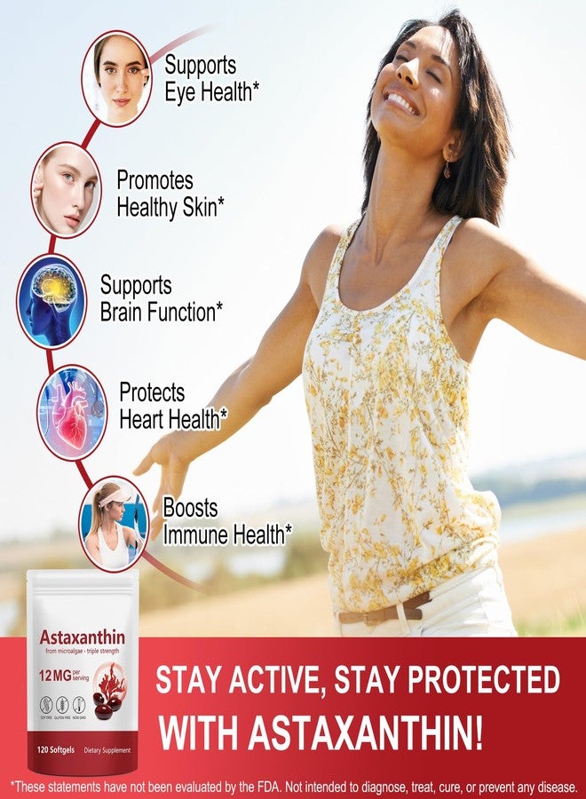 Arkture Astaxanthin 12mg, 120 Softgels - 4 Month Supply, Astaxanthin Supplements, Antioxidant Supplement Support Eye, Joint, Skin Health, Non-GMO & Gluten Free - Image 2