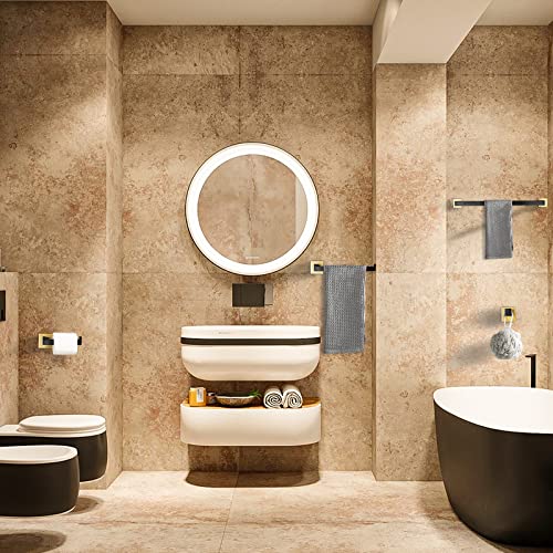 TURS 5-Piece Bathroom Hardware Set Black and Gold Towel Bar Sets Include 24 Inch Towel Bar Hand Towel Holder Toilet Paper Holder and 2 Towel Hooks,Stainless Steel Wall Mounted - Image 5