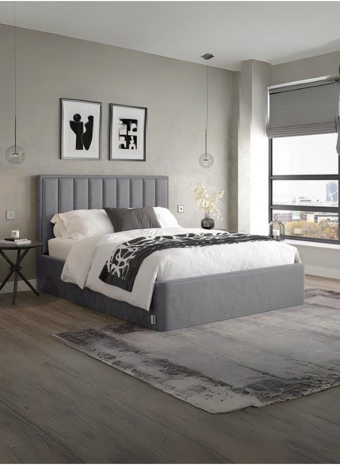 Bed and Mattress Zone Satin Dreams Bed 200x120 Double Size Grey Color 