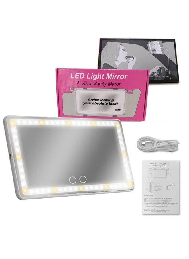 Rechargeable Car Makeup Mirror with LED Light, 1500mAh Battery, 5V2A USB Power Supply, Three-Color & Stepless Adjustment & Peripheral Light Strip, Sun Visor Mirror - pzsku/ZFA7B8B0B74D8B723F462Z/45/_/1733999778/c742571b-8fbd-4596-aac7-9aeecf0bac82