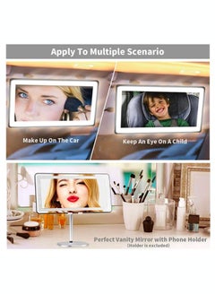 DLP Rechargeable Car Makeup Mirror with LED Light, 1500mAh Battery, 5V2A USB Power Supply, Three-Color & Stepless Adjustment & Peripheral Light Strip, Sun Visor Mirror  - Image 4