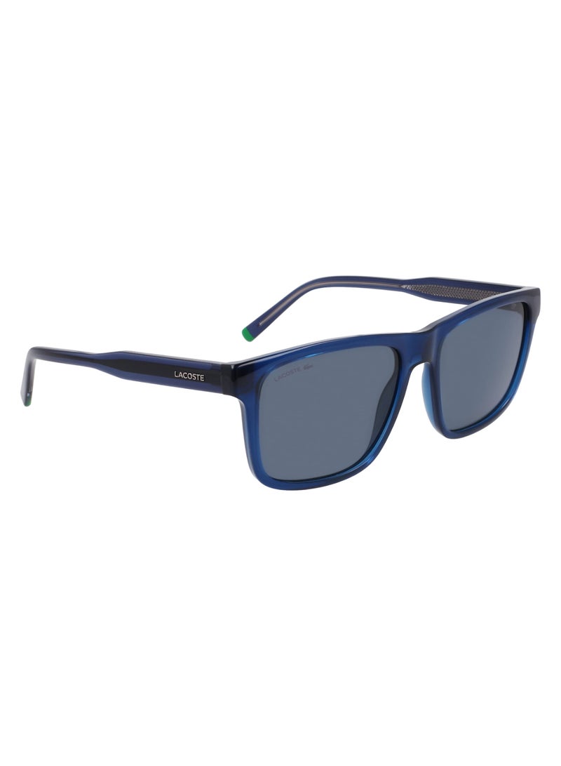 LACOSTE FULL RIM BIO INJ-G820 MODIFIED RECTANGLE LACOSTE SUNS L6025S  5617 (410) TRANSPARENT BLUE - Image 3