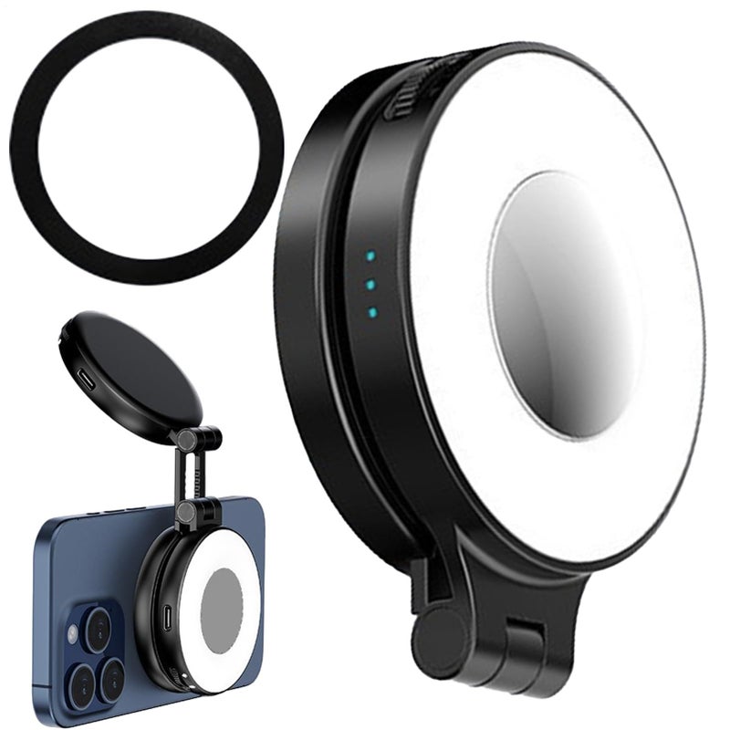Magnetic Rechargeable LED Selfie Light Stepless Brightness For Phone Video Recording Photography Vlogging - Image 2