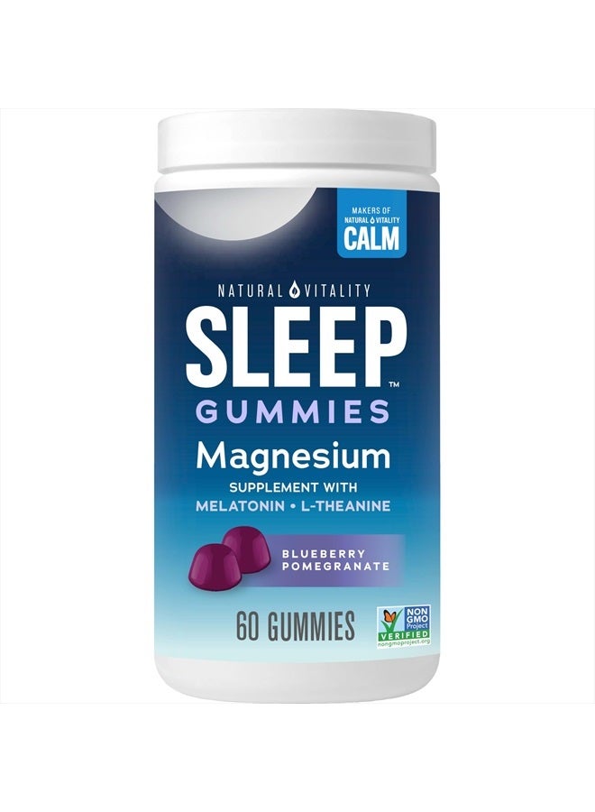 Natural Vitality CALM Sleep Gummies Magnesium Supplement, Melatonin & Magnesium Citrate, Sleep Aid Gummies, L-Theanine, Gluten Free, Helps the Body Ease into Sleep, Blueberry Pomegranate 60 Count  - Image 1