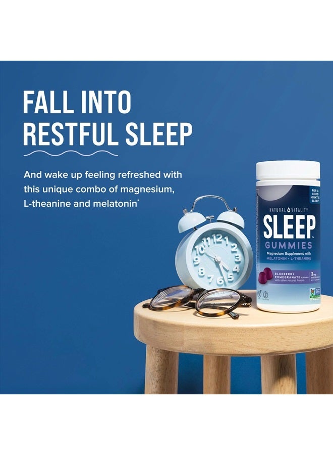 Natural Vitality CALM Sleep Gummies Magnesium Supplement, Melatonin & Magnesium Citrate, Sleep Aid Gummies, L-Theanine, Gluten Free, Helps the Body Ease into Sleep, Blueberry Pomegranate 60 Count  - Image 3