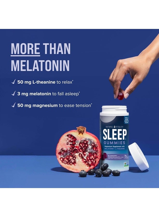 Natural Vitality CALM Sleep Gummies Magnesium Supplement, Melatonin & Magnesium Citrate, Sleep Aid Gummies, L-Theanine, Gluten Free, Helps the Body Ease into Sleep, Blueberry Pomegranate 60 Count  - Image 5
