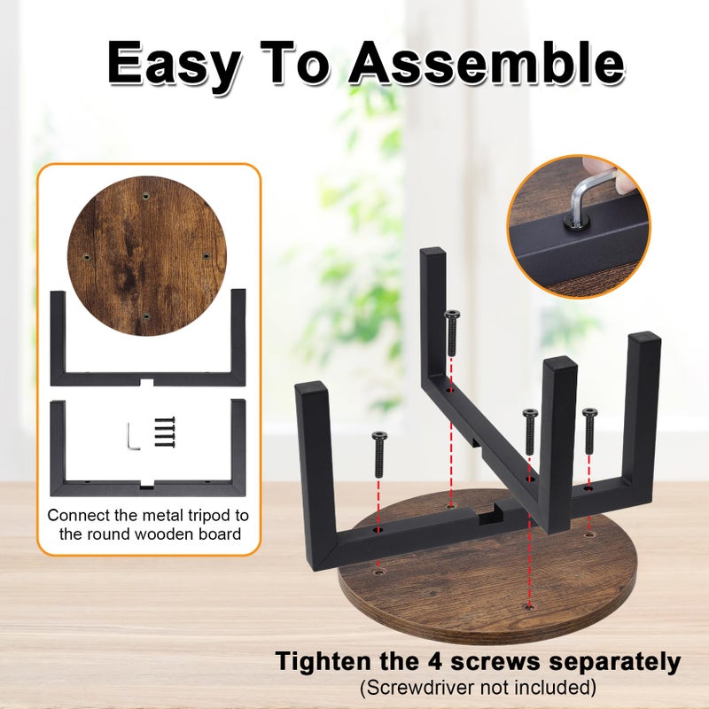 Vigordream Plant Stand Indoor, Heavy Duty Sturdy Metal Plant Holder, Wooden plant Stool, Single Plant Pot Stand Low Short Planter Stand Fit 5-12 Inch Pot - Image 5