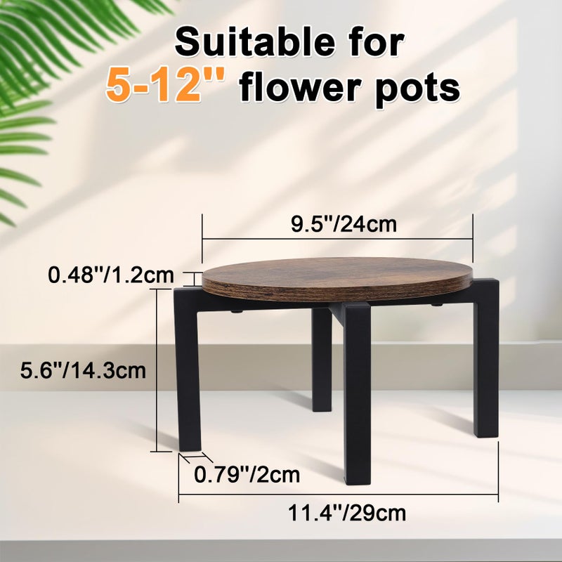 Vigordream Plant Stand Indoor, Heavy Duty Sturdy Metal Plant Holder, Wooden plant Stool, Single Plant Pot Stand Low Short Planter Stand Fit 5-12 Inch Pot - Image 4