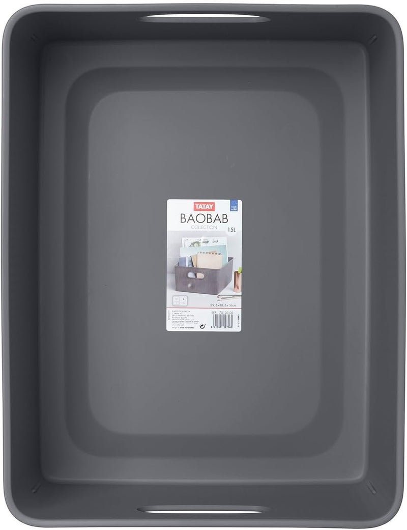 TATAY Large Multipurpose Sort Basket Holds 15 Liters, Anthracite Grey, 29.4 x 38.5 x 16 - Image 2