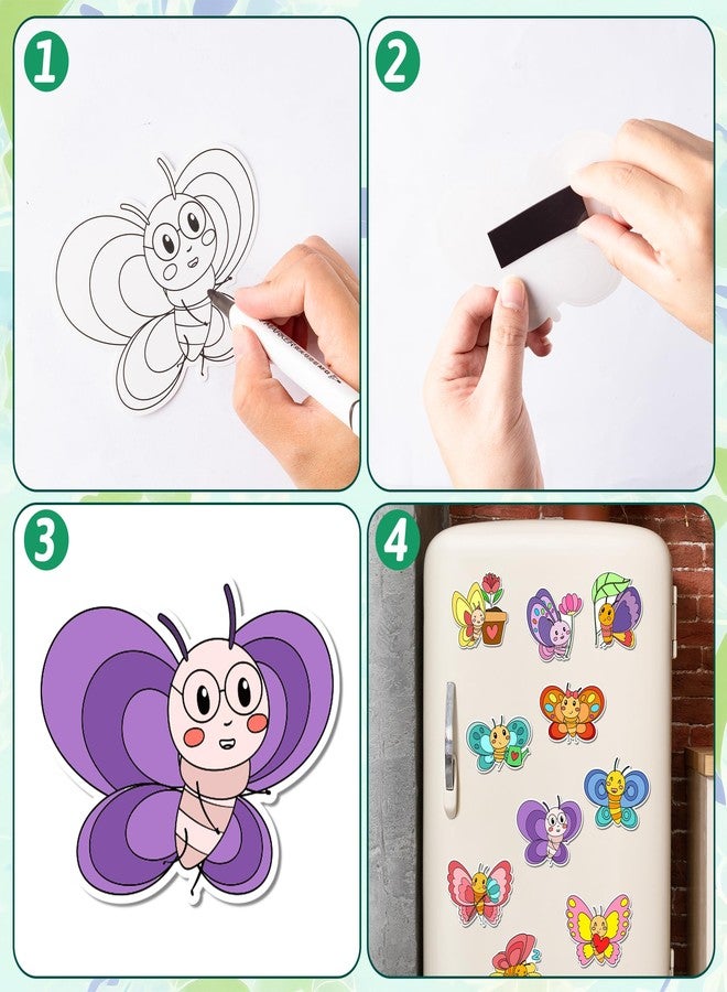 Haooryx Spring Butterfly Coloring Art Craft Kit - 30 Set Color Your Own Spring Butterfly Magnet Craft DIY Paper Decoration for Kids School Art Project Class Activity Refrigerator Bulletin Board Decor - Image 3