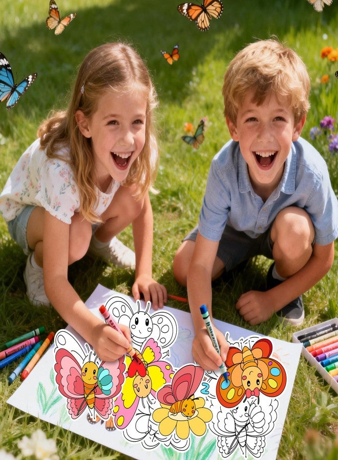 Haooryx Spring Butterfly Coloring Art Craft Kit - 30 Set Color Your Own Spring Butterfly Magnet Craft DIY Paper Decoration for Kids School Art Project Class Activity Refrigerator Bulletin Board Decor - Image 4
