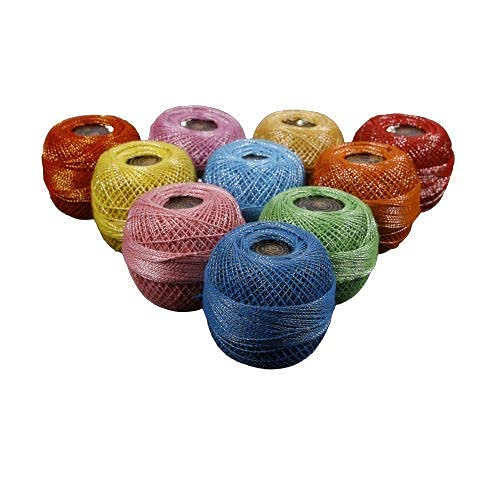 RSP Quality bit® Embroidery Material Metallic Crochet Mercer Cotton Thread Yarn for Knitting and Craft Making 10 Ball (Multicolor) - Image 4