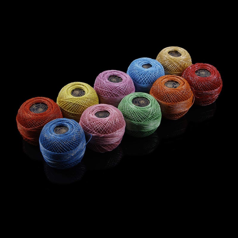 RSP Quality bit® Embroidery Material Metallic Crochet Mercer Cotton Thread Yarn for Knitting and Craft Making 10 Ball (Multicolor) - Image 2