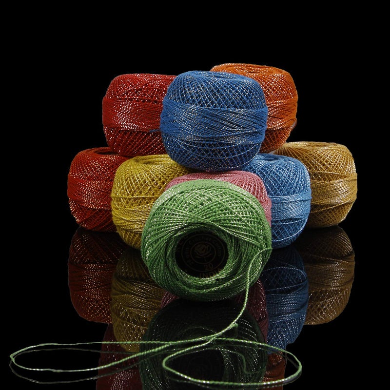 RSP Quality bit® Embroidery Material Metallic Crochet Mercer Cotton Thread Yarn for Knitting and Craft Making 10 Ball (Multicolor) - Image 1