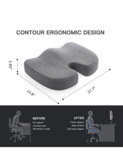 LEDIN Orthopedic Gel Foam Seat Cushion Tailbone,Support for All-Day Sitting and Back Pain Relief grey  - Image 2