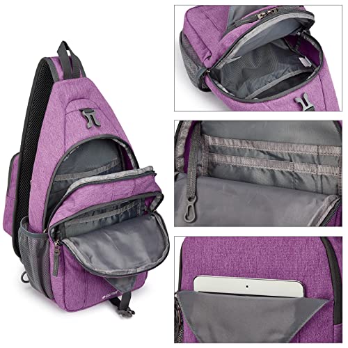 G4Free Sling Bag RFID Blocking Sling Backpack Crossbody Chest Bag Daypack for Hiking Travel(Light Purple) - Image 3