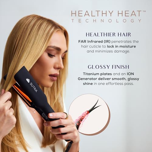 Sutra Professional IR2 Flat Iron, 1.5" - Ionic Infrared Hair Straightener with Adjustable Temperature, Auto Shut-Off & Swivel Cord - Straight Iron for Straightening Hair - Image 2