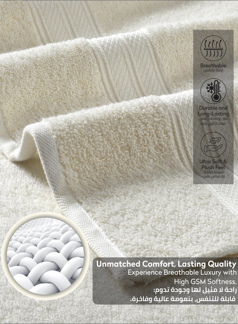 Donetella Premium 100 % Combed Cotton 2-Pcs Hand Towel Set (50 X 90 CM) 600 GSM Super Soft Hand Towel, Highly Absorbent, Quick Dry,Best Towel for Bathroom, Spa And Hotel,Cream - Image 5
