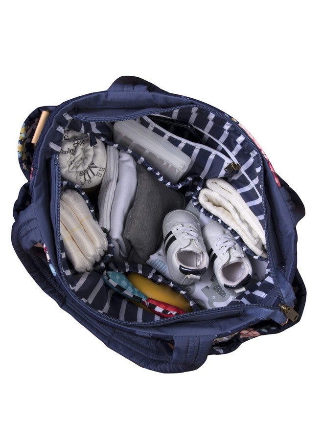 Baby Essentials Quilted Diaper Bag Crossbody Tote Purse with Changing Pad & 10 Pockets in Blue  - Image 1