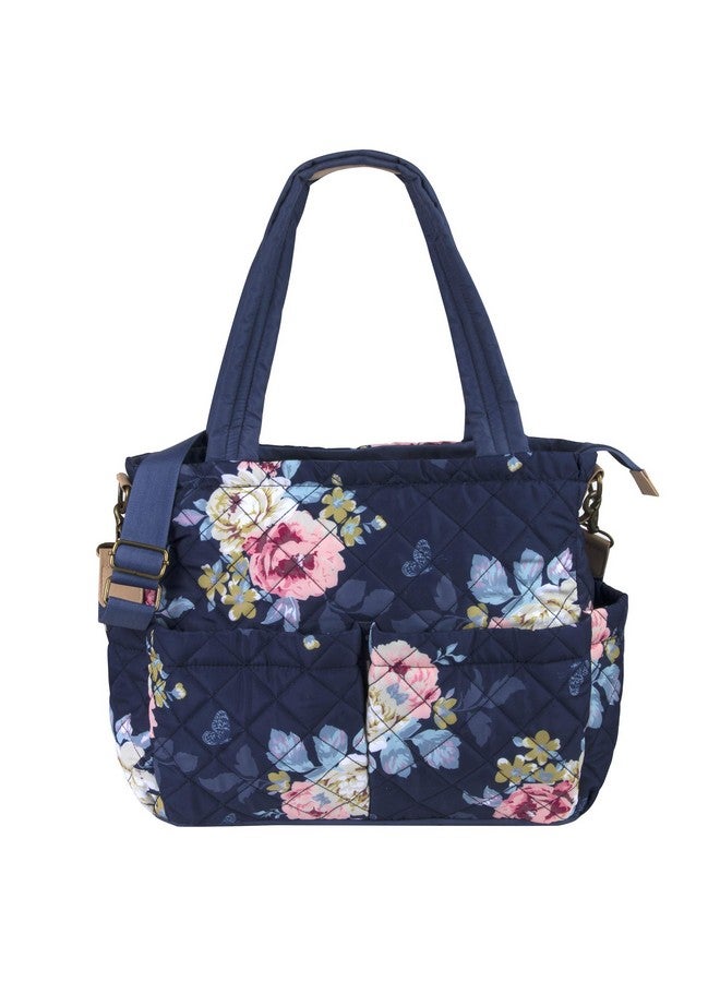 Baby Essentials Quilted Diaper Bag Crossbody Tote Purse with Changing Pad & 10 Pockets in Blue  - Image 2