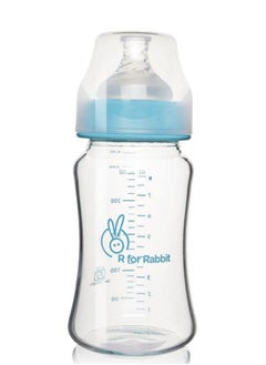 R for Rabbit First Feed Glass Baby Feeding Nipple Milk Bottle With Anti Colic For New Born Babies Kids; 3 Months+ ; 240 Ml; Lake Blue  - Image 1