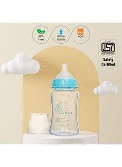 R for Rabbit First Feed Glass Baby Feeding Nipple Milk Bottle With Anti Colic For New Born Babies Kids; 3 Months+ ; 240 Ml; Lake Blue  - Image 4