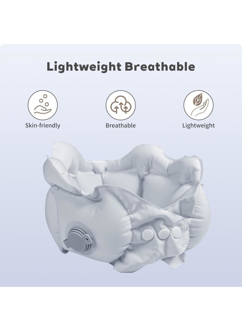 سيوسي Inflatable Travel Pillow, Portable Neck Support with Quick-Inflation Valve, Washable Memory Foam Cushion for Airplane, Car, Bus, Train Commutes, Office, and Home Use, Traveling Essentials (Gray) - Image 3