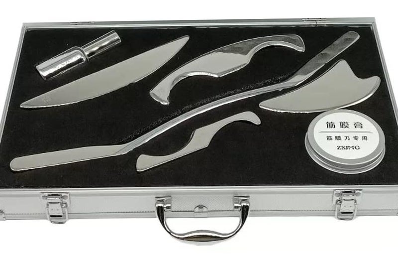 Rilekh Stainless Steel Scraping Massage Tool Set IASTM Tools Great Soft Tissue Mobilization Tool Physical Therapy Myofacial Tool Kit (Set Of 5(loosening cream & scraping oil)) - Image 2