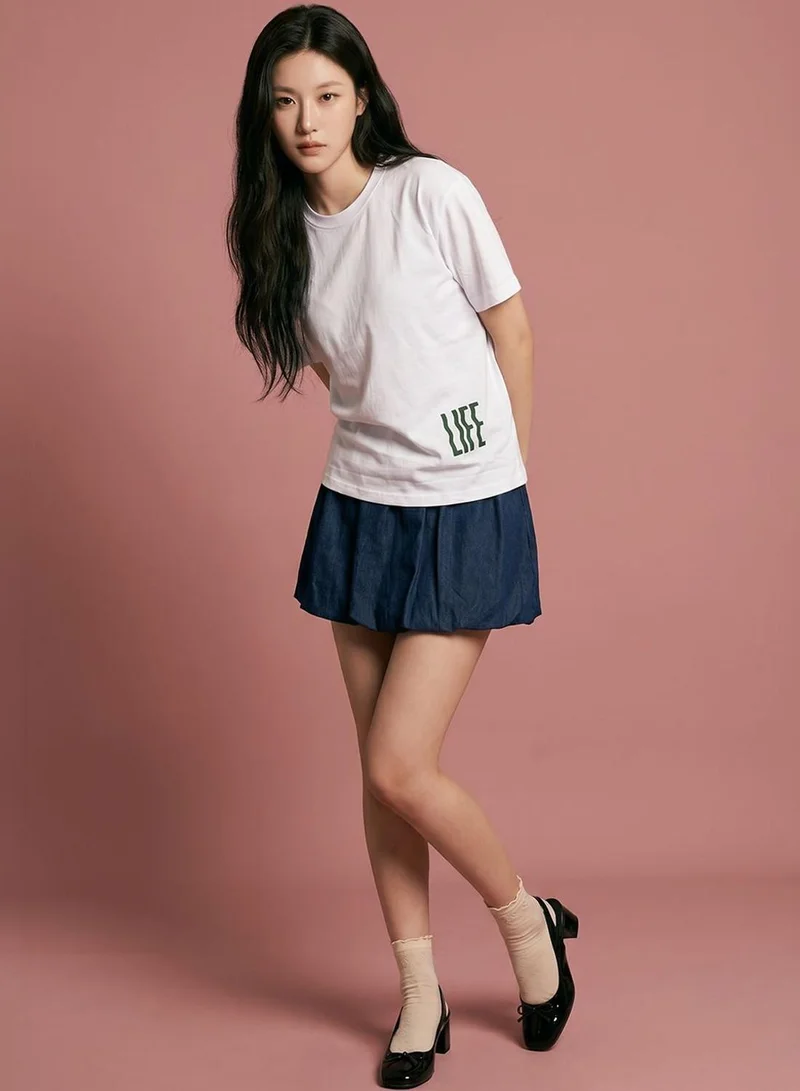دينيس لينغو Women White 100% Cotton Printed Regular Fit T-Shirt