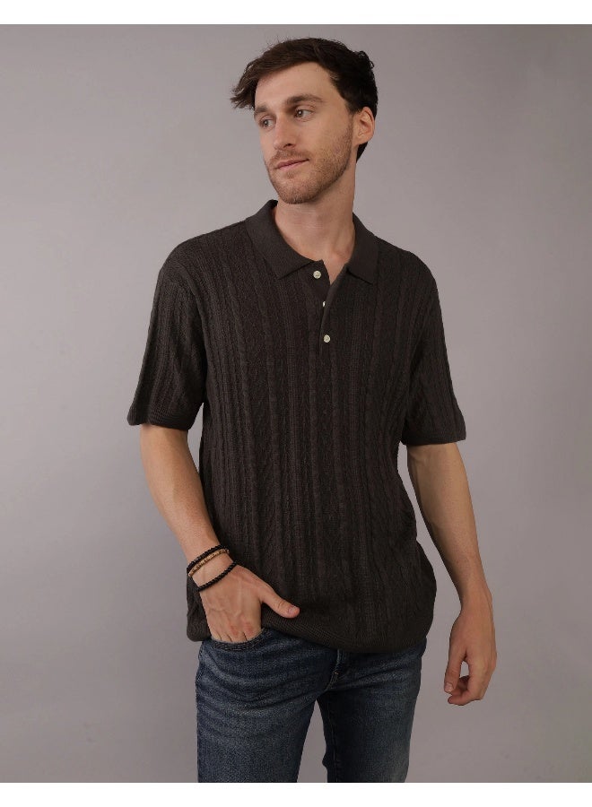 American Eagle AE Textured Sweater Polo Shirt  - Image 1