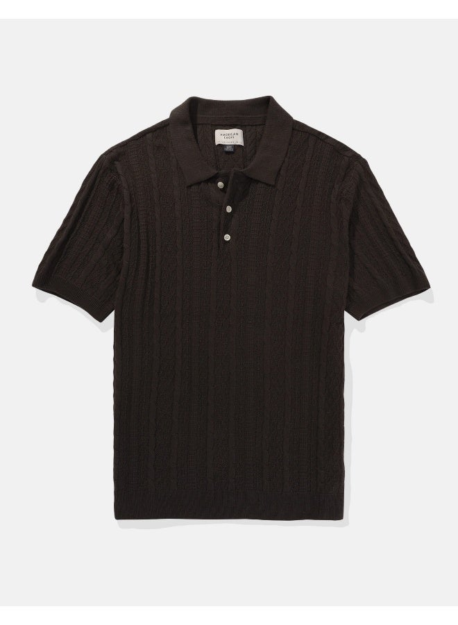 American Eagle AE Textured Sweater Polo Shirt  - Image 3