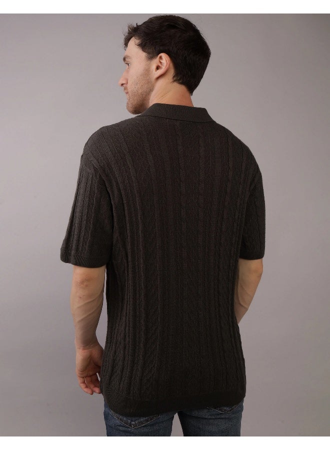 American Eagle AE Textured Sweater Polo Shirt  - Image 4