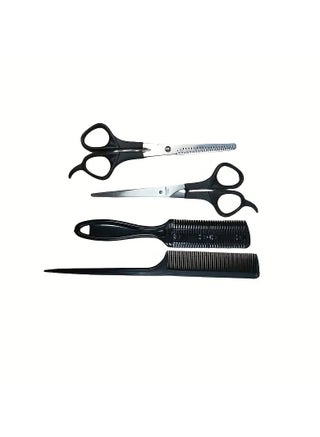 4pcs مجموعة أدوات تصفيف الشعر الاحترافية-بما في ذلك مقص قص الشعر وممشط ومقص رقيق لقص الشعر المثالي والتخفيف - view 2